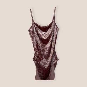 Pink Velvet Sleeveless Bodysuit